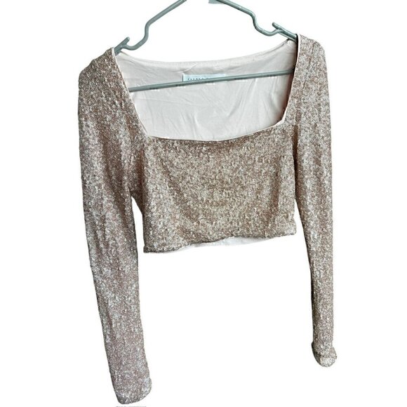 Susana Monaco Sequin Long Sleeve Crop Top, Taylor Swift Era, SM - Picture 1 of 9